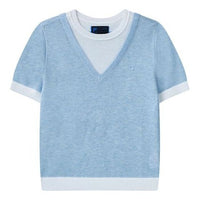 (WMNS) FILA Fake Two Short Sleeve Sweater Grey F11W122111F-LB
