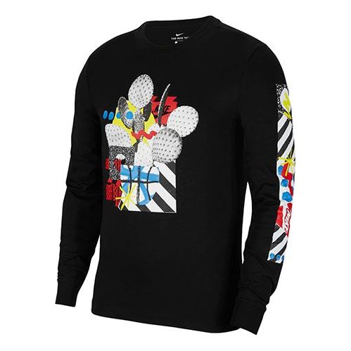 Nike Sportswear Printing Casual Round Neck Long Sleeves Black CV5043-010