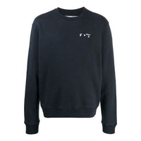 Off-White logo Round Neck Pullover Long Sleeves Navy Blue OMBA025E20FLE0014501