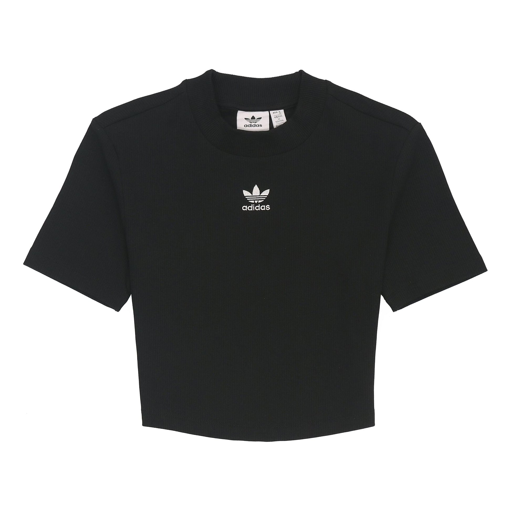 (WMNS) adidas Adicolor Essentials Rib Cropped T-Shirt Asia Sizing 'Black' HF3395
