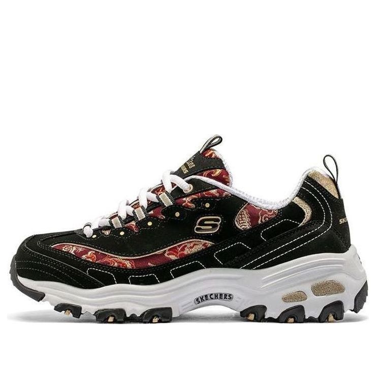 (WMNS) Skechers D'lites 1.0 Running Shoes Black/Red 13091-BKRD