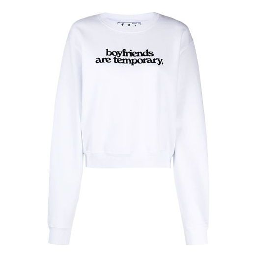 (WMNS) Off-White Slogan Printing Long Sleeves Hoodie Ordinary Version White OWBA026F20JER0020110