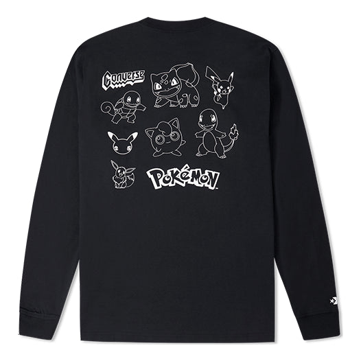 Converse x POKEMON Crossover Cartoon Printing Sports Round Neck Long Sleeves Couple Style Black 10023900-001