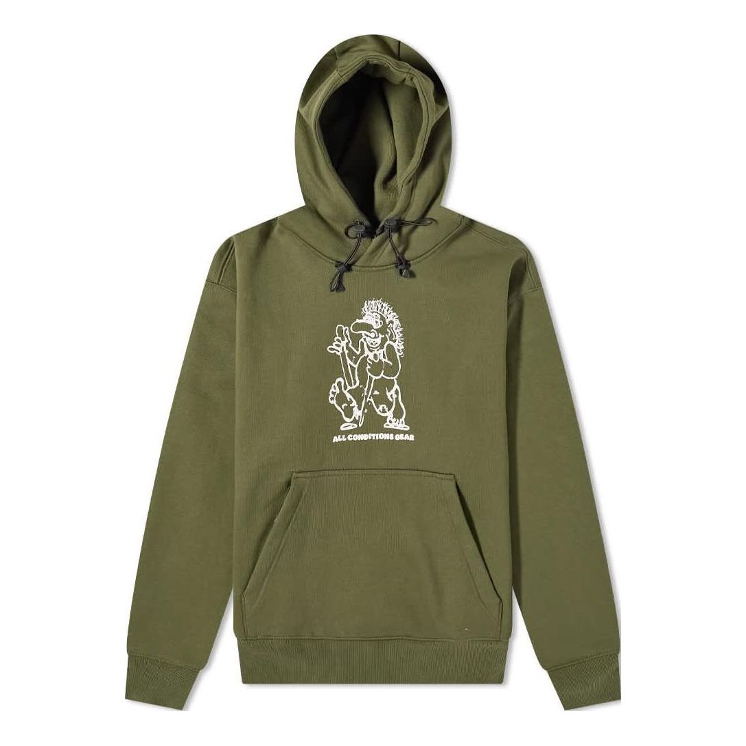 Men's Nike ACG Troll Popover Pattern Printing Hooded Long Sleeves Olive Green DJ1430-325