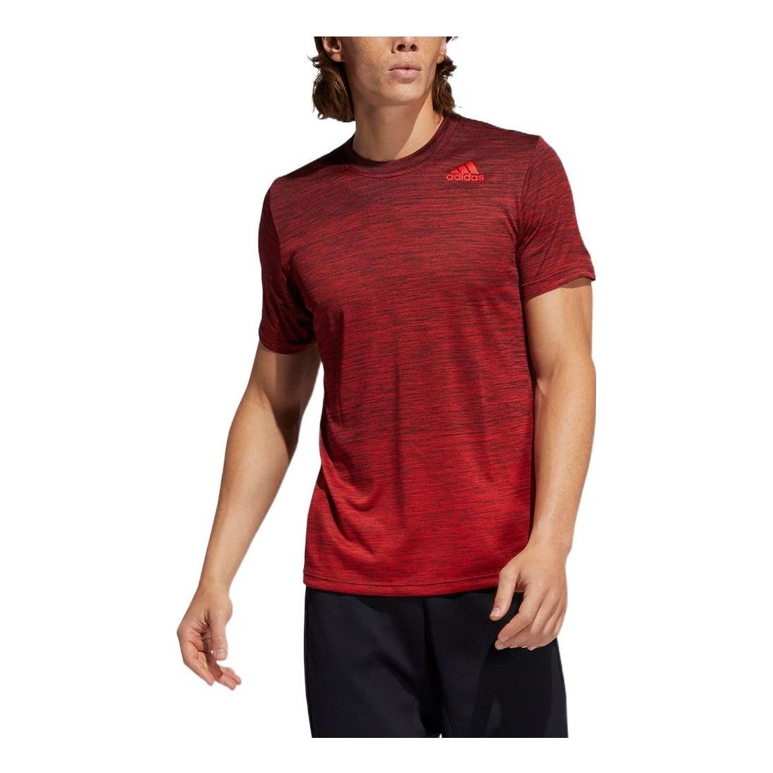 adidas Solid Color Logo Round Neck Pullover Short Sleeve Red GM0635