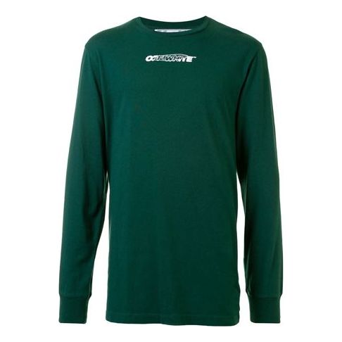 Off-White FW20 Graffiti Logo Printing Long Sleeve Men Green OMAB001E20JER0025701
