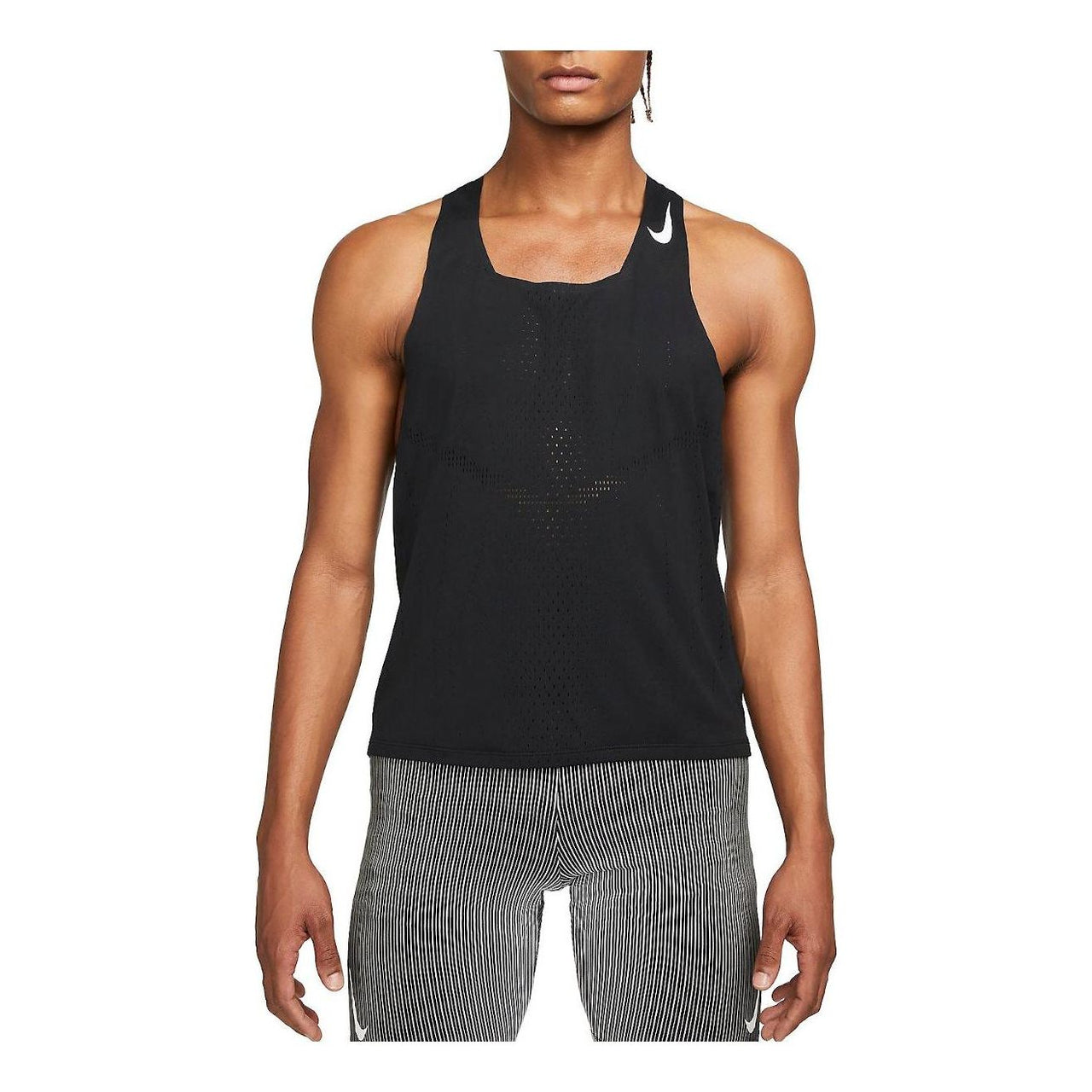 Men's Nike Dri-FIT Solid Color Logo Printing Sports Vest Black AT3395-011