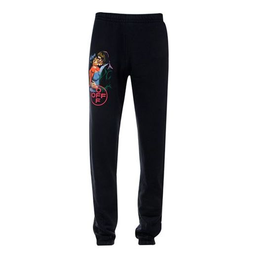 Off-White Street Style Cotton Oversized Logo Pants Men Black OMCH014R19B970031088