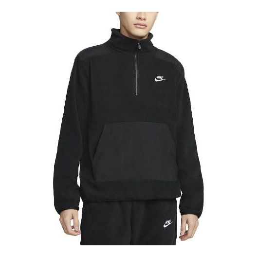 Nike Half Zipper Fleece Long Sleeves Stand Collar Jacket Black DD4870-010