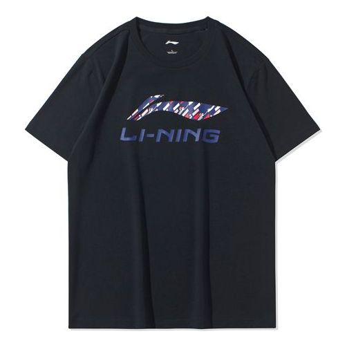 Li-Ning Sports Fashion Series Alphabet Sports Short Sleeve Black AHSQ451-2