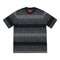 Supreme SS19 Text Stripe Jacquard SS Top Black Logo Tee SUP-SS19-798