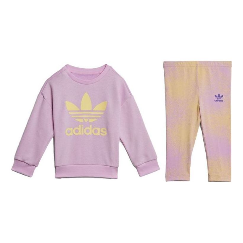 (GS) adidas Graphic Logo Crew Set 'Pink Yellow' HK2910