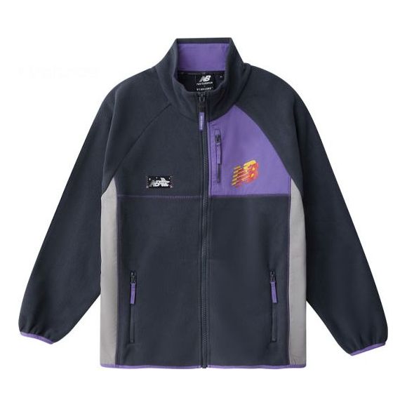 New Balance Colorblock Zipper Stand Collar Jacket Couple Style Black MDA4N413-BK