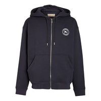 Men's Burberry Embroidered Logo Hooded Jacket Navy Blue 80040571