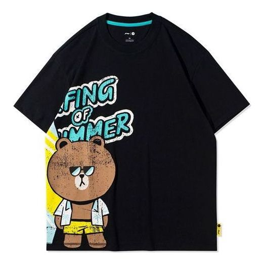 Li-Ning x LINE FRIENDS Graphic T-shirt 'Black' AHSR818-3