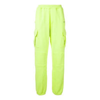 Men's Off-White Cargo Pocket Elastic Waistband Sports Pants/Trousers/Joggers Fluorescent Green OMCH017R20D250176210