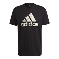Men's adidas Logo Printing Pullover Round Neck Short Sleeve Japanese Version Black T-Shirt HE1876