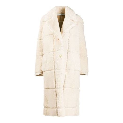 (WMNS) Off-White Solid Color Coat Loose Fit Creamy White OWJA020F19F920504800