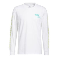 Men's adidas Alphabet Logo Printing Round Neck Long Sleeves Pullover White HC4461