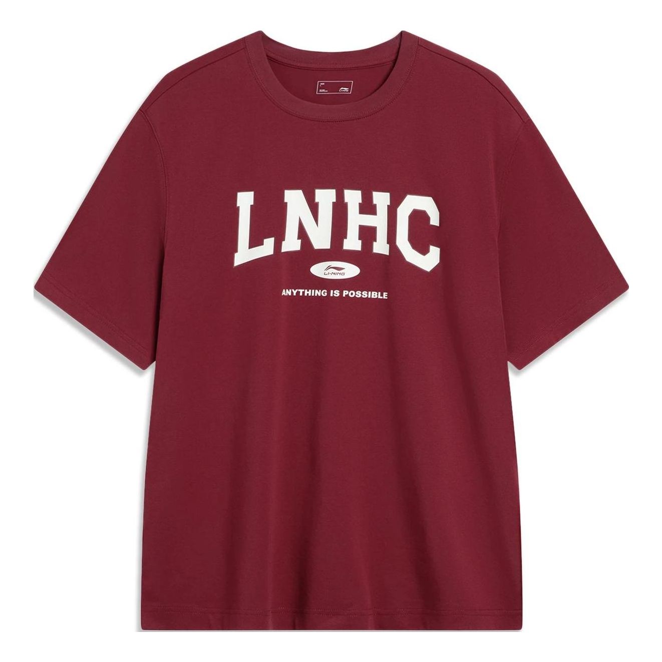 Li-Ning Anything Is Possible Logo T-shirt 'Burgundy White' AHST857-3