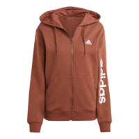 (WMNS) adidas Linear Full-Zip French Terry Hoodie 'Brown' IL3366