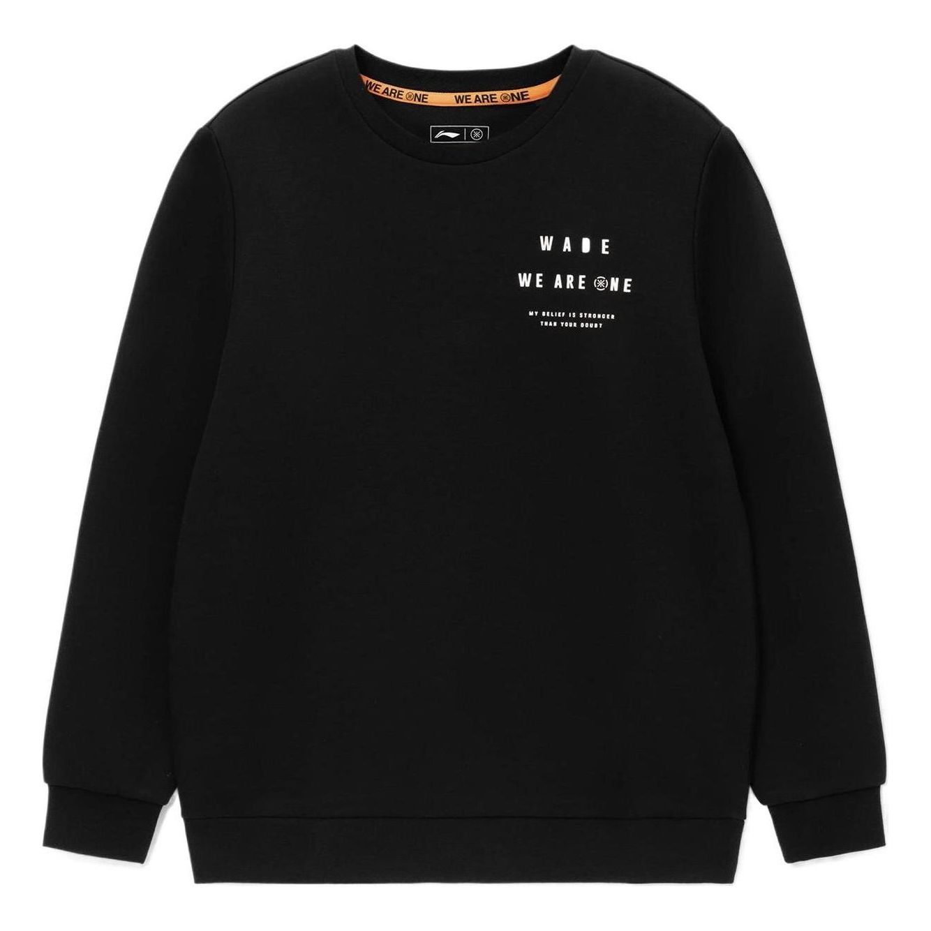 Li-Ning Wade Series Printing Solid Color Round Neck Pullover 'Black' AWDS189-1