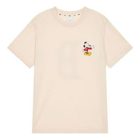 MLB  Disney Mickey Boston Red Sox Basic Printing Round Neck Short Sleeve Unisex Ivory 31TSK2031-43I