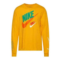 Men's Nike Logo Printing Round Neck Long Sleeves Gold Color T-Shirt CU1385-909