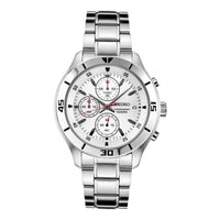 Men's SEIKO Three Eyes 100 Meter Waterproof Business Casual Fashion White Dial Steel Strip Quartz Watch SKS397P1