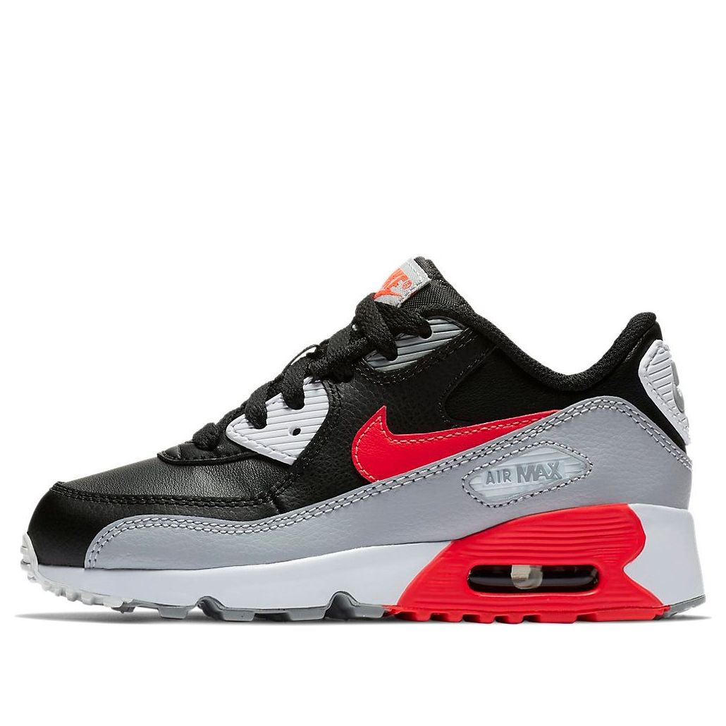 (PS) Nike Air Max 90 LTR Leather Low-Top Black/Grey/Red 833414-024