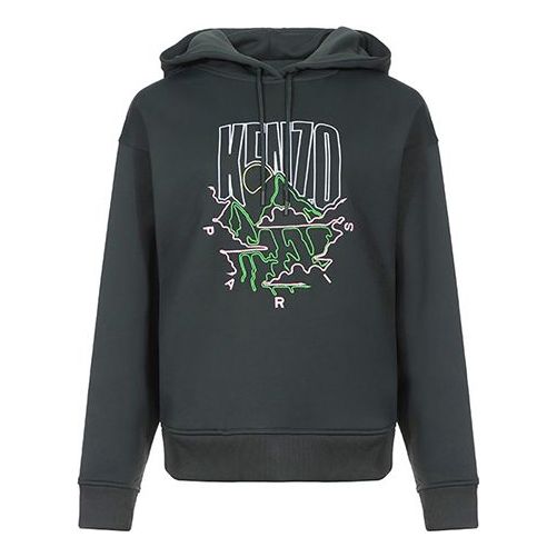(WMNS) KENZO Abstract Embroidered Pattern Hoodie Military Green F962SW861958-51