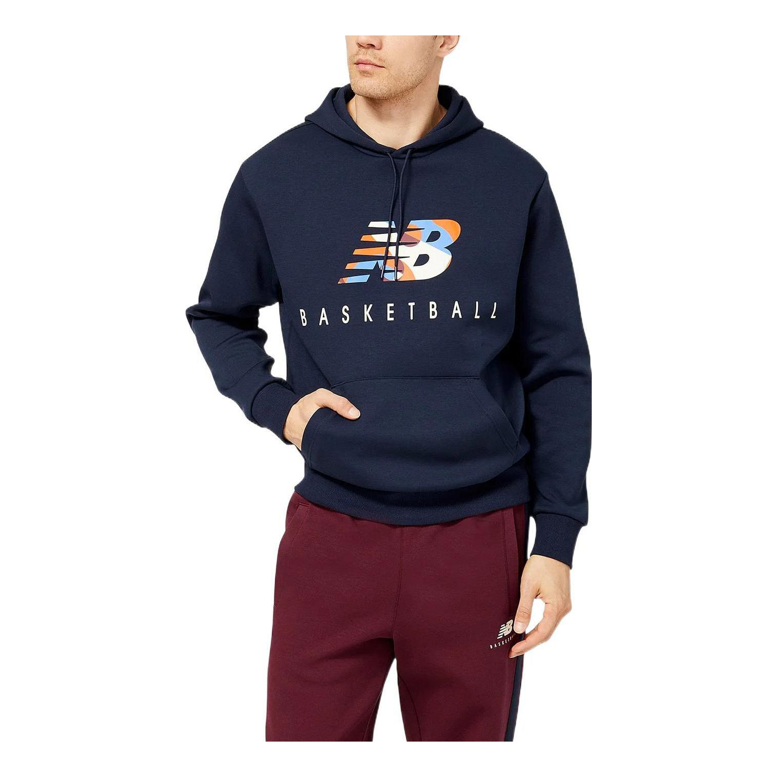New Balance Hoops Abstract Fleece Hoodie Asia Sizing 'Navy' MT23585-ECL