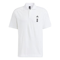 Men's adidas Wj Mh Polo Solid Color Chest Brand Logo Printing Short Sleeve White Polo Shirt HM2955