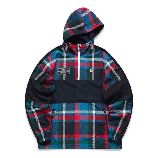 FILA Athletics Logo Printing Plaid Splicing Hooded Jacket White A11M113706F-PT