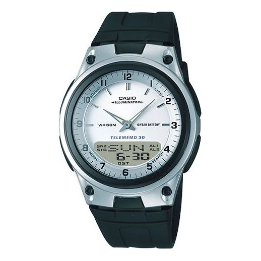 CASIO Waterproof Mens Black Analog/Digital Combo AW-80-7A2021