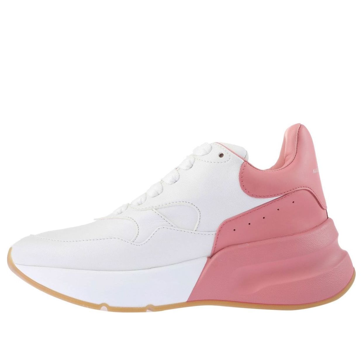 (WMNS) Alexander McQueen Oversized Runner Low Top Leather Sneakers with Mesh 'White Pink' 533709WHRU39374