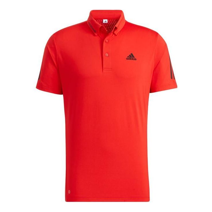 adidas Printing Logo Casual Stripe Short Sleeve Polo Shirt Red HA3126