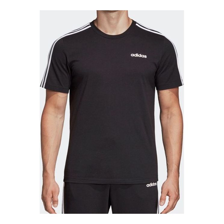 adidas Stripe Casual Sports Round Neck Short Sleeve Black DQ3113