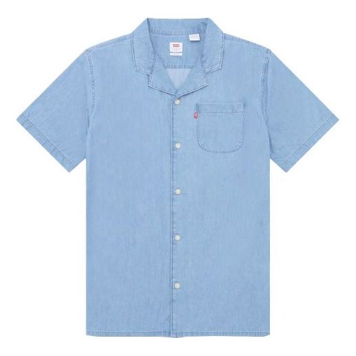 Men's Levis lapel Button Denim Short Sleeve Shirt Denim 21976-0012