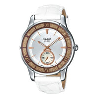 CASIO Waterproof White Leather Strap Analog LTP-E135L-7A