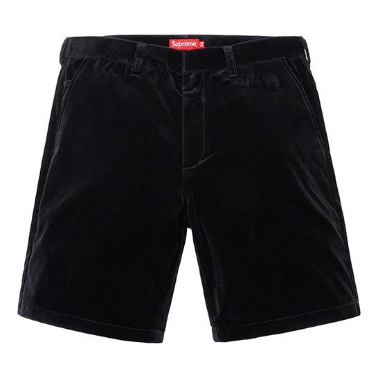 Supreme SS19 Velvet Work Short Cargo Shorts Unisex Black SUP-SS19-10227