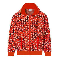 Men's KENZO SS21 Alphabet Full Print Zipper Hooded Jacket Red FB55BL5873SC-16