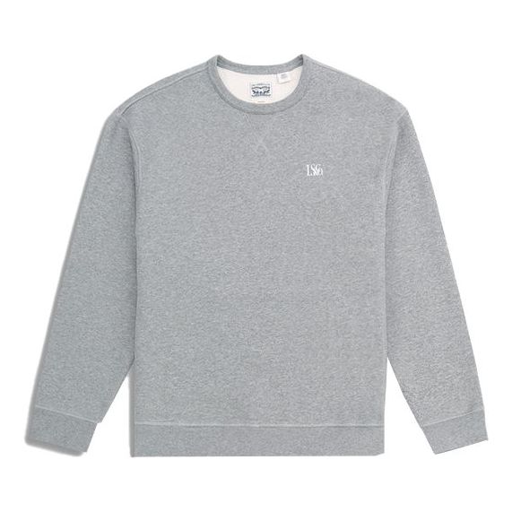 Men's Levis Logo Embroidered Round Neck Pure Cotton Pullover Gray 34589-0000