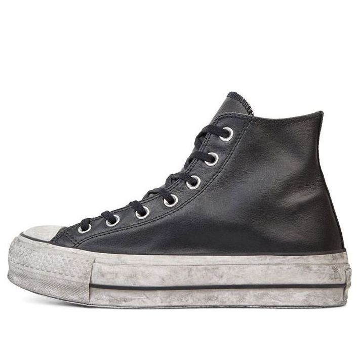 (WMNS) Converse Chuck Taylor All Star Leather Smoke Platform High Top Retro Black 562908C
