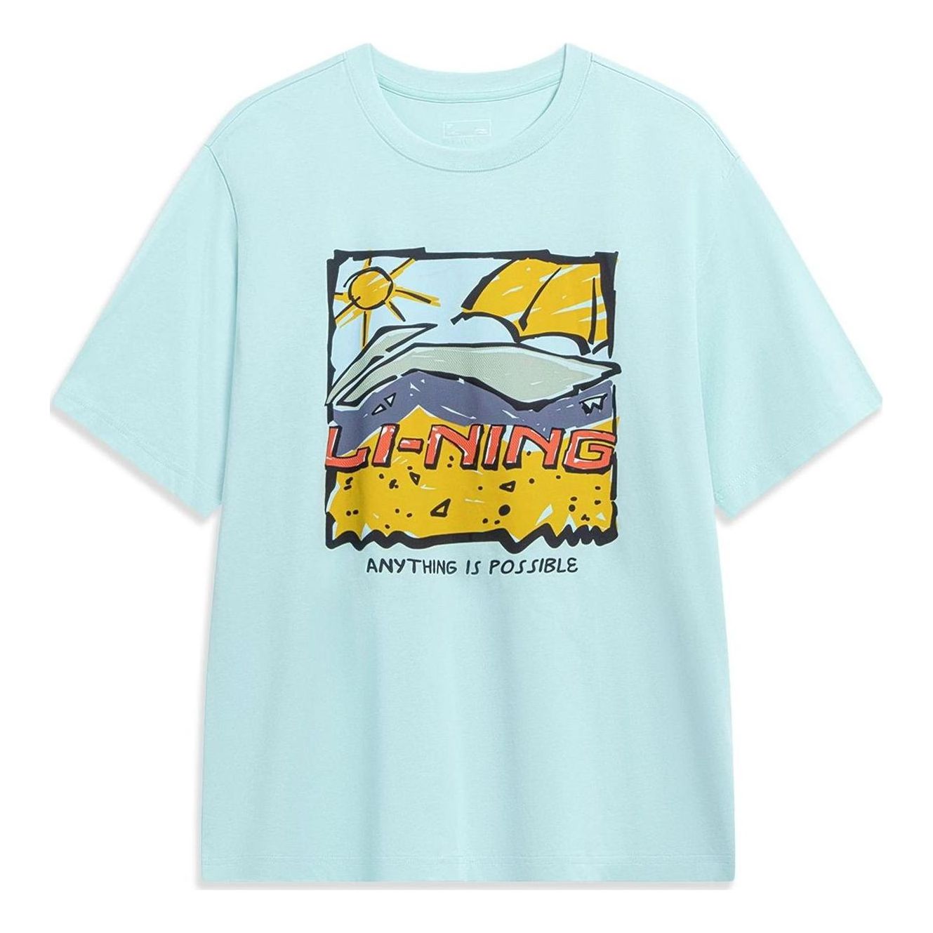 Li-Ning Anything Is Possible Cartoon Graphic T-shirt 'Light Blue' AHST543-3