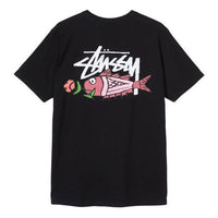 Stussy Carp Stock Tee Back Printing Short Sleeve Unisex Black 1904465