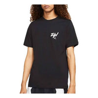 Men's Air Jordan Zion Solid Color Alphabet Printing Round Neck Cotton Short Sleeve Black T-Shirt DM4031-010