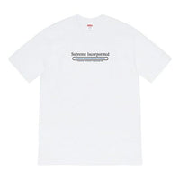 Supreme FW19 Week 7 Inc. Tee Chest Alphabet Short Sleeve Unisex White SUP-FW19-751