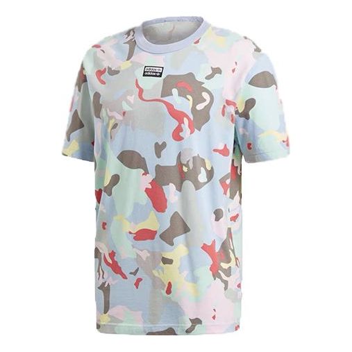 adidas originals Fs Grp Aop Tee Chest Small Logo Camouflage Printing Sports Short Sleeve White FM2217