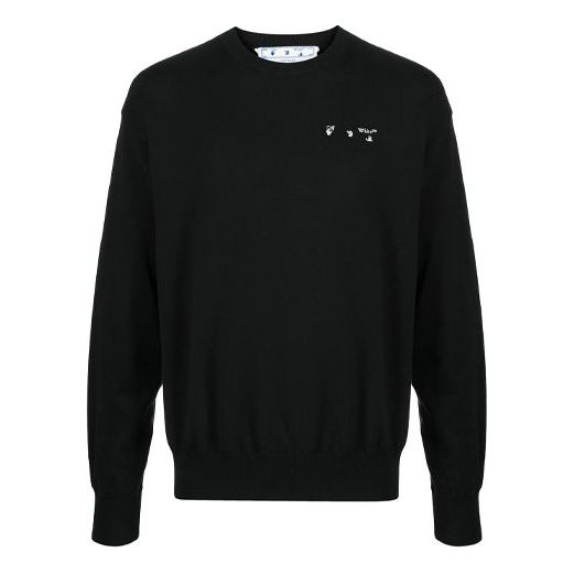 Off-White SS21 Alphabet Logo Loose Round Neck Long Sleeves Version Black OMHE082S21KNI0011001